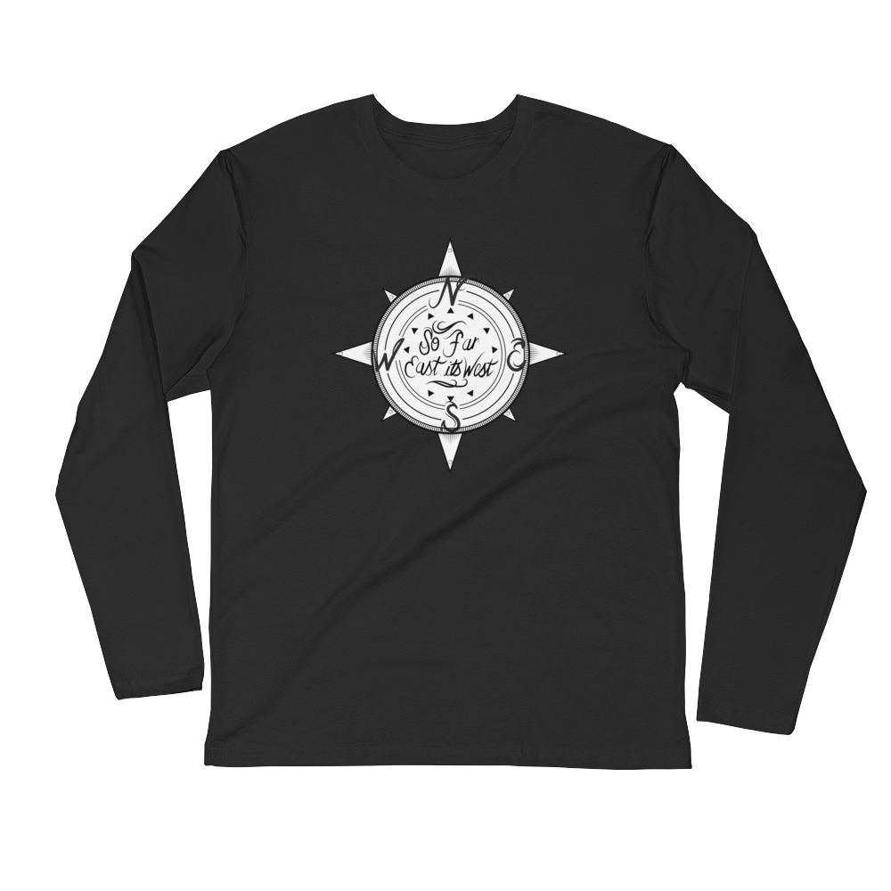 Black Solid Compass Logo Long Sleeve T-Shirt